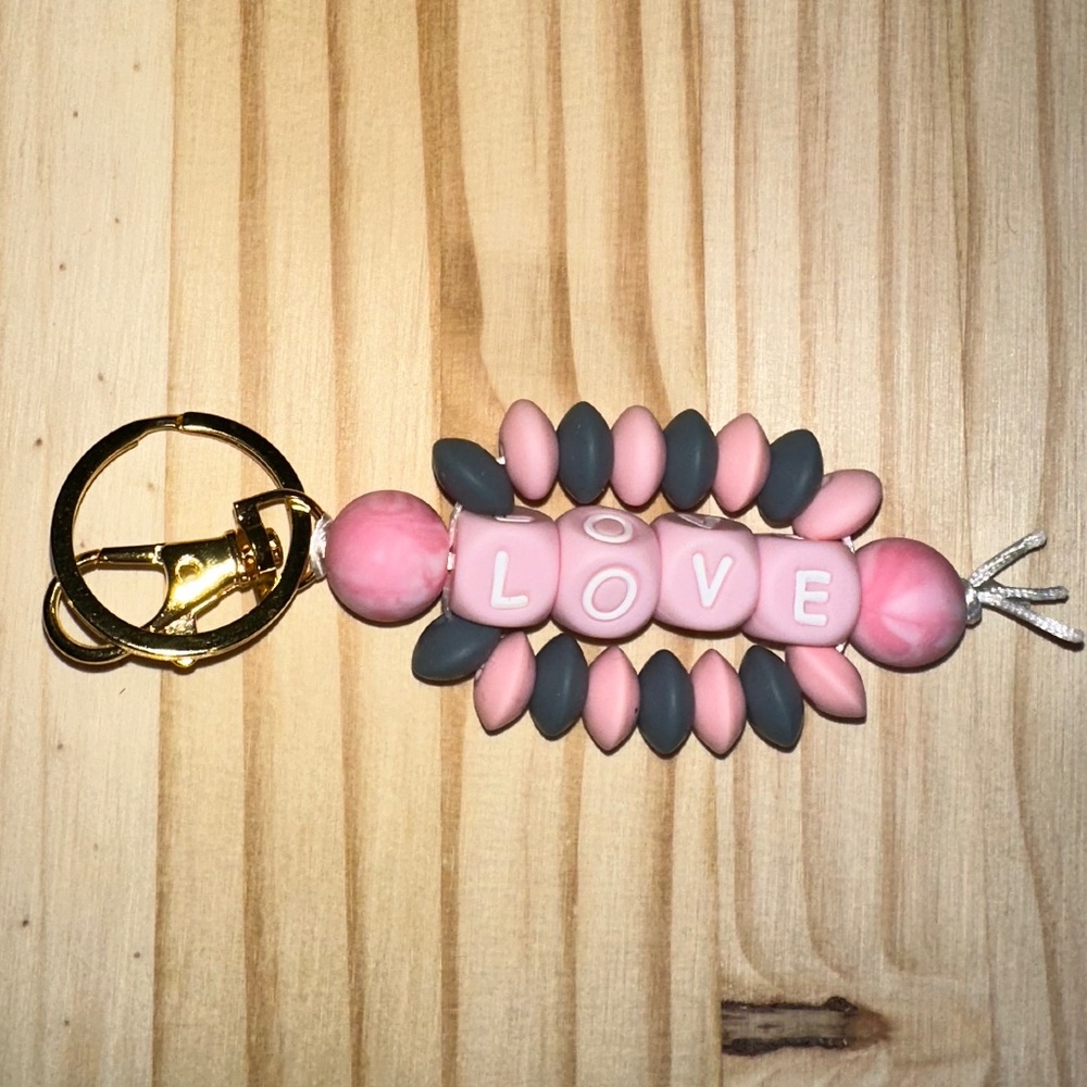 Beaded Silicone Keychain - Love
